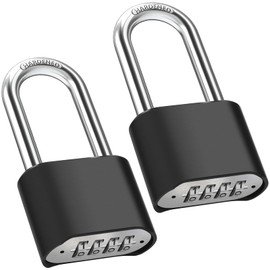 Diyife Heavy Duty Combination Padlocks Outdoor, [Weatherproof] [2 Pack] Long Shackle 51.5mm Large 4 Digit Number Padlock with 8mm Thick 304 Stainless Steel Shackle for Garage, Home, School, Gate