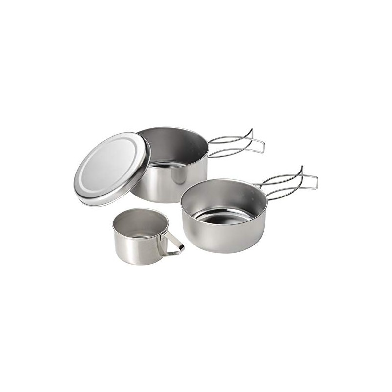 Wahei Freiz MH-1541 4-Piece Cooker Set, Stainless Steel, Camping, Cooking,