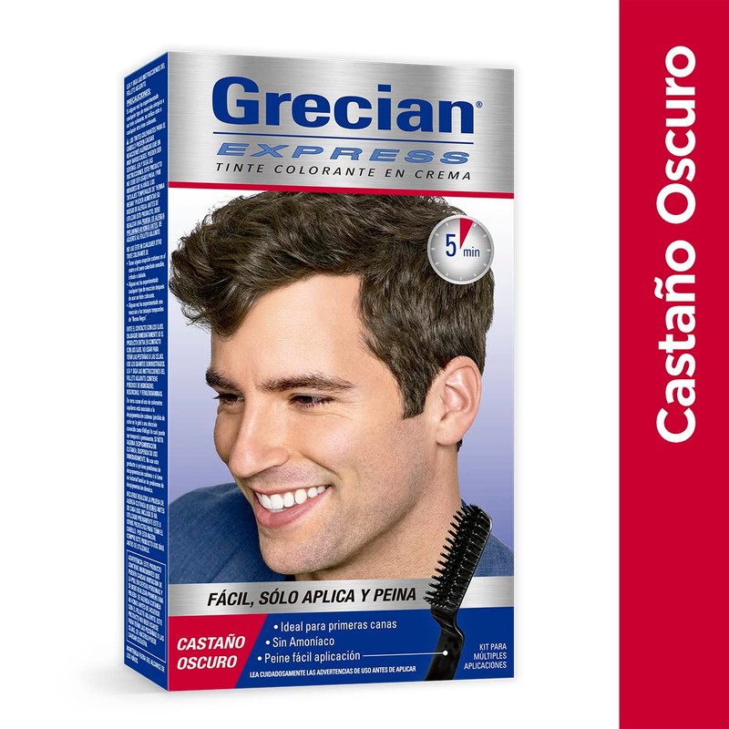 Grecian Express Tinte Colorante Para Hombre Castaño Oscuro Paquete de