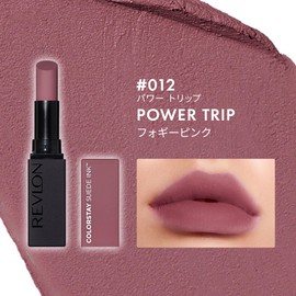Revlon ColorStay Suede Ink Lipstick 012 Power Trip Color Image: Foggy Pink Tint Lip Long-lasting Soft Matte 2.55g Lip Color Lipstick