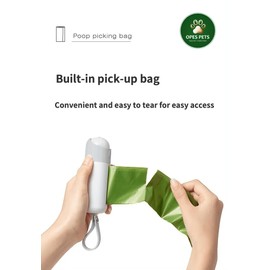 Generic OPES PETS Poop Bags Dispenser with Flashlight, 1 x Dispenser and 15 x Bags, Rechargeable Flashlight, Unscented and Compostable bags., Pink