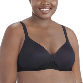 Vanity Fair Women's Breathable Luxe Full Figure Wirefree 71265, Midnight black, 40DD