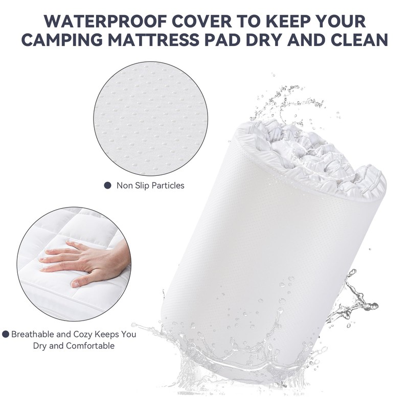 Aurour 4Inch Cot Mattress Topper, Quilted Soft Portable Pads for