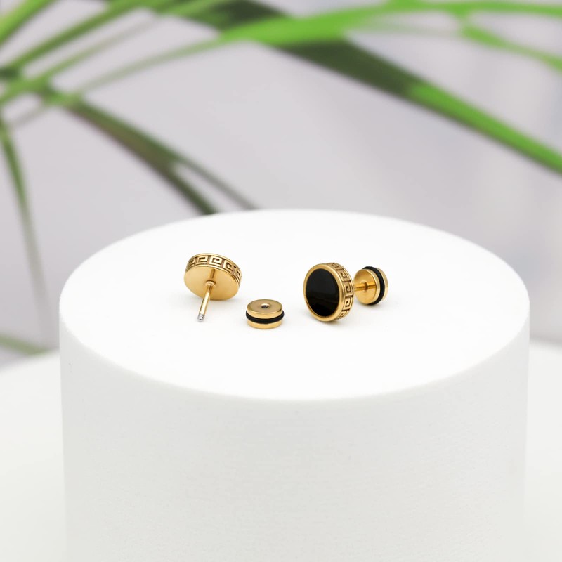 2025 Upgraded Hypoallergenic earrings for men,Mens surgical steel black stud
