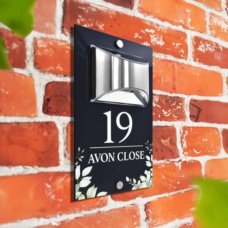 Custom Signs Solar Illuminated Modern Anthracite House Number Sign 24cm