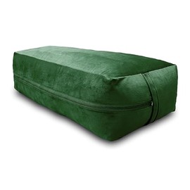 Yoga Firm Large Yoga Bolster Pillow Cushion 24" x 12" x 6" for Restorative Yoga, Rectangular Cotton and Removable Cover (Green, Large)