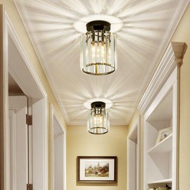 Vinilky Modern Crystal Chandelier Ceiling Light, Flush Lighting Fixture Ceiling Lamp for Kitchen, Living Room, Bedroom,Hallway