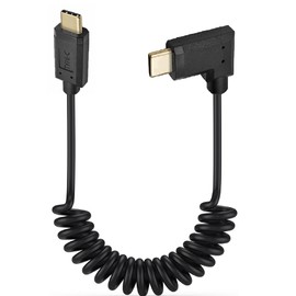 Kework USB 3.1 Type C Cable, 1.8M (5.9ft), Coiled Spring Spiral, 3A & 10Gbps Sync Charging & Data Cord, Compatible with Smartphone, Double Straight Heads or 90 Degree Left & Right Angle