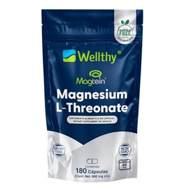 Wellthy L Treonato de Magnesio 180 Cápsulas. Hecho solamente con Magtein® el único Treonato Magnesio Real (dueños de la patente). Gluten Free, NON GMO
