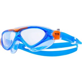 TYR Rogue Swim Mask Youth Fit, Clear/Blue/Orange