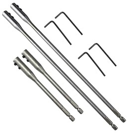 1/4 Drill Bit Extension Set 6" and 12" High-Carbon Steel Wood Spade Drill Bit Extender with 2 Pieces Key Spade Bit Extension Set for Wood Turners Furniture Carpentry and Construction(4PCS) (2PCS)