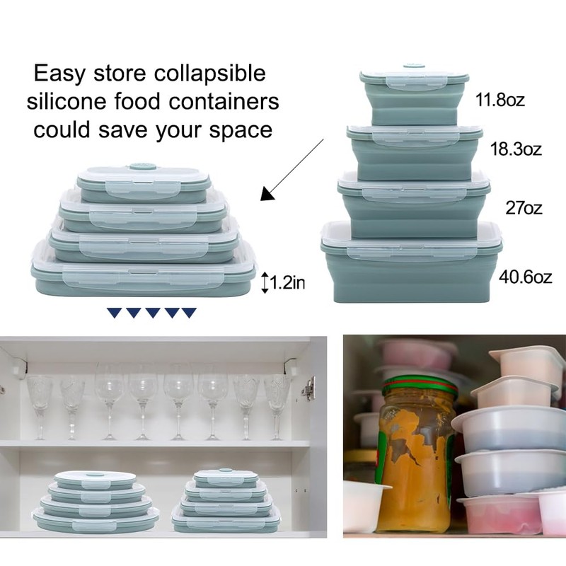K HOME VT Collapsible Silicone Food Storage Container Set (BLUE)