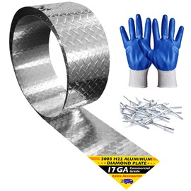 Royilink Aluminum Diamond Plate – 3003 H22 Diamond Plate Sheet Metal – 17 GA 0.045” Thick Heavy-Duty Diamond Plate Aluminum Sheet – Aluminum Tread Plate for Cargo Trailer, RV – 4 in x 96 in. Roll