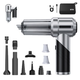 Car Vacuum Cleaner Cordless Foldable, 21000PA Mini Portable Handheld Vacuum, 4 in 1 Compressed Air Duster & Air Blower & Vacuum Cleaner & Inflation with Brushless Motor for Car, Home, Office Black