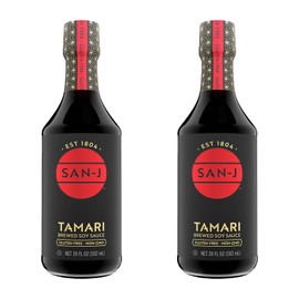 San-J - Gluten Free Tamari Soy Sauce - Specially Brewed - Made with 100% Soy - 20 oz. Bottles - 2 Pack