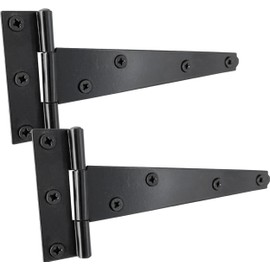 IRONTITE® 1 Pair Black T Hinges 150mm (6”), Gate Hinges for Wooden Gates Or Garden Shed Hinges, These Garden Gate Hinges are Black Coated for Lasting Weather Protection.