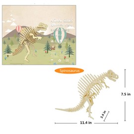 3D Wooden Crafts Puzzle - 3 Piece Set Wood Dinosaur Skeleton Model Puzzle - DIY Wooden Assembly 3D Puzzle Toys Gifts for Kids Boys Teen Adults