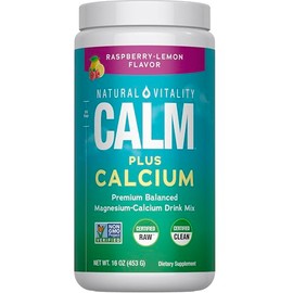 Natural Vitality Calm, Magnesium & Calcium Supplement, Drink Mix Powder Supports a Healthy Response to Stress, Gluten Free, Vegan, & Non-GMO, Raspberry Lemon, 16 oz