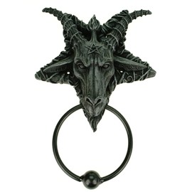 Joh. Vogler GmbH Baphomet Demon Door Knocker, Polyresin, Black, 1 Set, 1 Piece, 23 x 16 x 5 cm