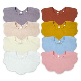 Baby Bibs for Girls Boys 8 Pack Muslin Bibs Teeth Bibs Drool Baby Bibs 4-Layer Muslin Cotton Soft Absorbent Muslin Baby Bibs for Baby Girls Boys Drooling Bibs Teething Bibs for Infant Toddler Gift