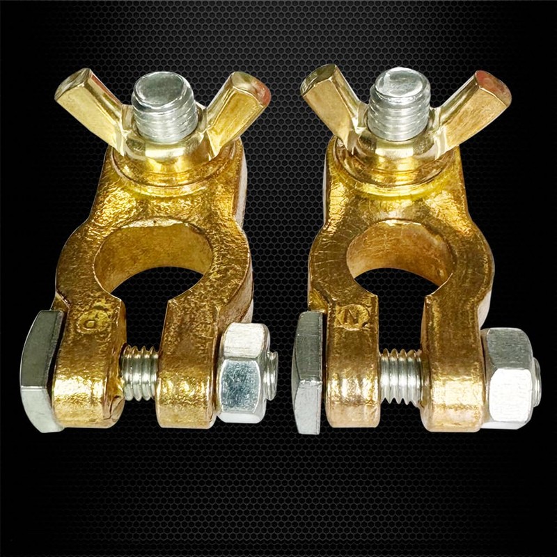 Ampper Brass Battery Terminal Connectors, Top Post Battery Terminals Clamp