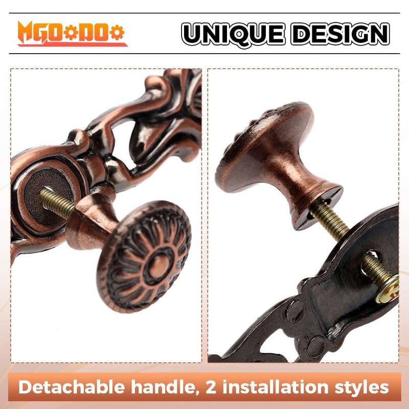 Mgoodoo Retro Door Handle Metal Knob Cupboard Handle Brass Bronze