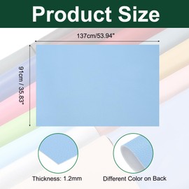 sourcing map Faux Leather Fabric Sheets, 54x36 Inch Waterproof Solid Soft PU Synthetic Leather Sheet for Upholstery Replacement Renovate Furniture Bag Crafts DIY Sewings(Light Blue)