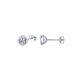 SNORSO Sterling Silver Cubic Zirconia Stud Earrings, Round Cut CZ 3mm Stud Earrings, Hypoallergenic Small Cartilage Tragus Earrings