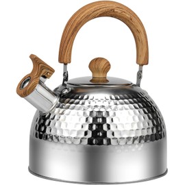 Tea Kettle, Rustproof Whistling Tea Kettle, Food Grade Stainless Steel Stove Top Tea Kettle, Even Heating Whistling Kettle Teapot with Anti-Scald Handle for Kitchens Gas Stove Induction Cooker(2L)