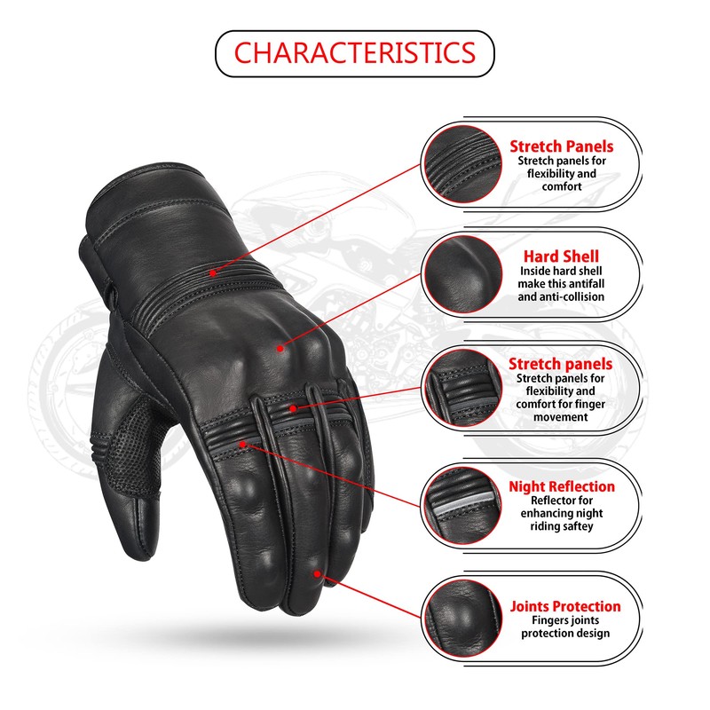 Oro Biker Motorbike Gloves Premium Leather Motorcycle Motorbike Gloves Touch
