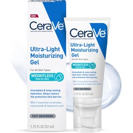CeraVe- Gel hidratante ultraligero Gel hidratante facial con ceramidas, niacinamida y ácido hialurónico