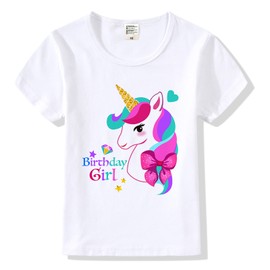 Birthday Girls Costume – Headband, Shirt, Tutu Skirt Dress, Satin Sash - Unicorn Gifts for Girls (TT74, 4-5 Years)