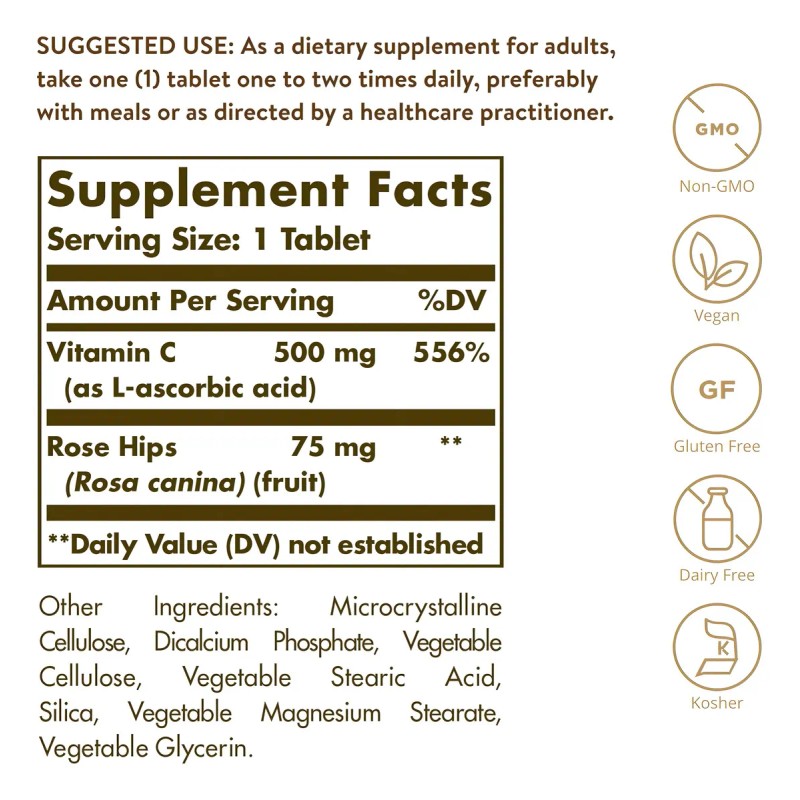 Vitamina Escaramujo 500 250 Tabletas Sabor Sem