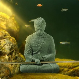 Fish Tank Buddha Statue Ornament,Zen Garden Aquarium Decor,Meditating Statues for Underwater Landscaping,Sandstone