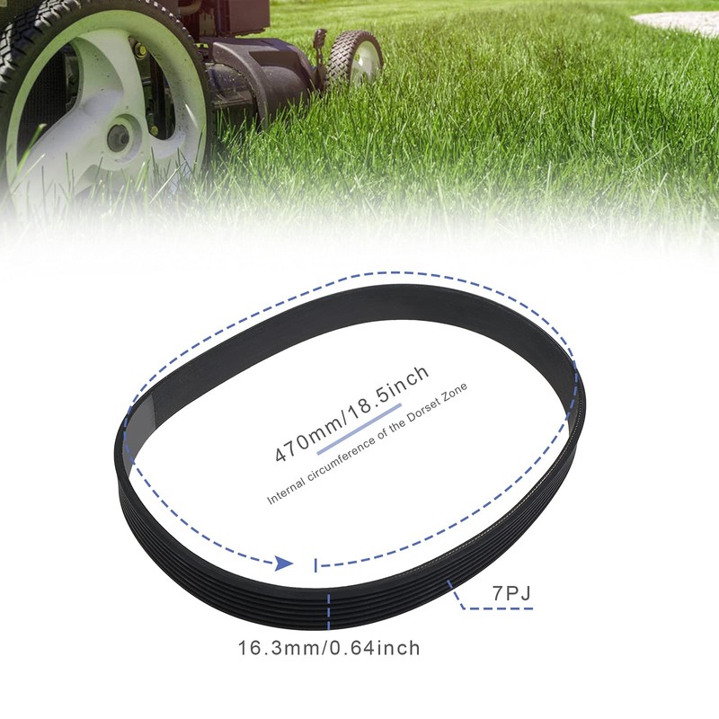 EMSea 2x 7PJ470 470mm Circumference Lawn Mower Drive 16.3mm Width