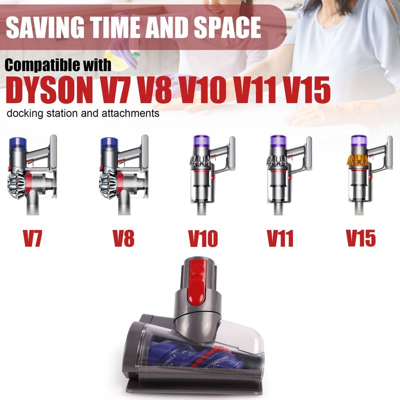 URSMT Upgrade Anti-Tangle Mini Motorized Brush Head Compatible with Dyson