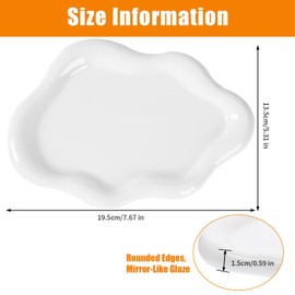 Ceramic Jewellery Tray, Cute Cloud Shape Jewellery Plate, Decorative Key Bowl, Ring Bowl, Small Jewellery Tray for Mother's Day, Christmas, Thanksgiving, Birthday Gift Women (White)