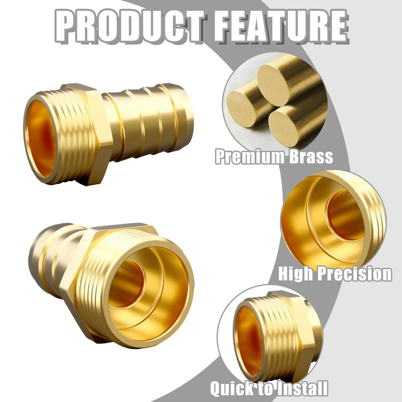 Atisite Brass Hose Nozzle 19 mm Barb x 3/4 Inch