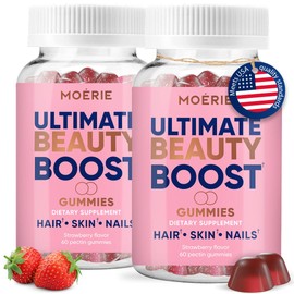 Moerie Hair Skin and Nails Gummies for Women & Men - Faster Hair Growth, Stronger Nails, Healthy Skin, Double Set