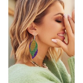 Mardi Gras Earrings for Women,Colorful Mardi Gras Mask Feather Tassel Drop Earrings Carnival Holiday Costume Party Earrings Jewelry (G)