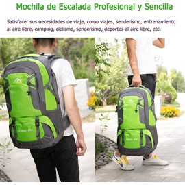 Mochila Impermeable de Viaje 60L para Senderismo Montañismo, Campismo, Mochila de Montañismo Viaje, Mochila Deportiva a Prueba de Agua de Gran Capacidad