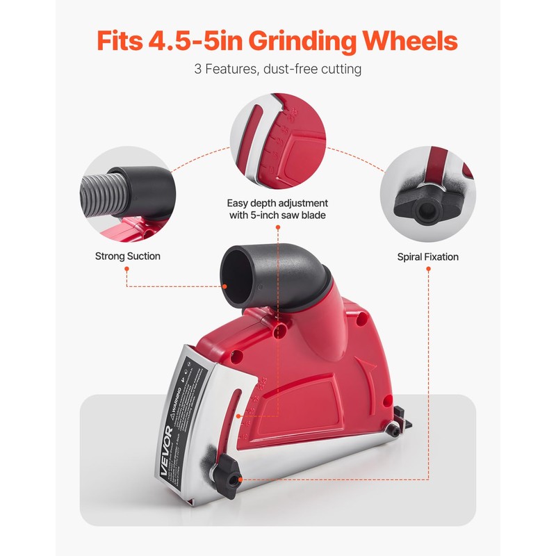 VEVOR Cutting Dust Shroud for Angle Grinders, Universal 4-5 in