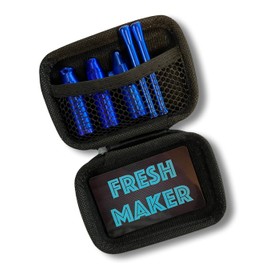 M&M Smartek Elegant Hard Case Snuff Snuff Set Deluxe in Blue Case with Two Tubes, Three Doses and Fresh Maker Card for Snuff, blue, Additional pocket