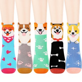 Jeasona 5 Pairs Corgi Socks for Women - Dog Lover Gifts