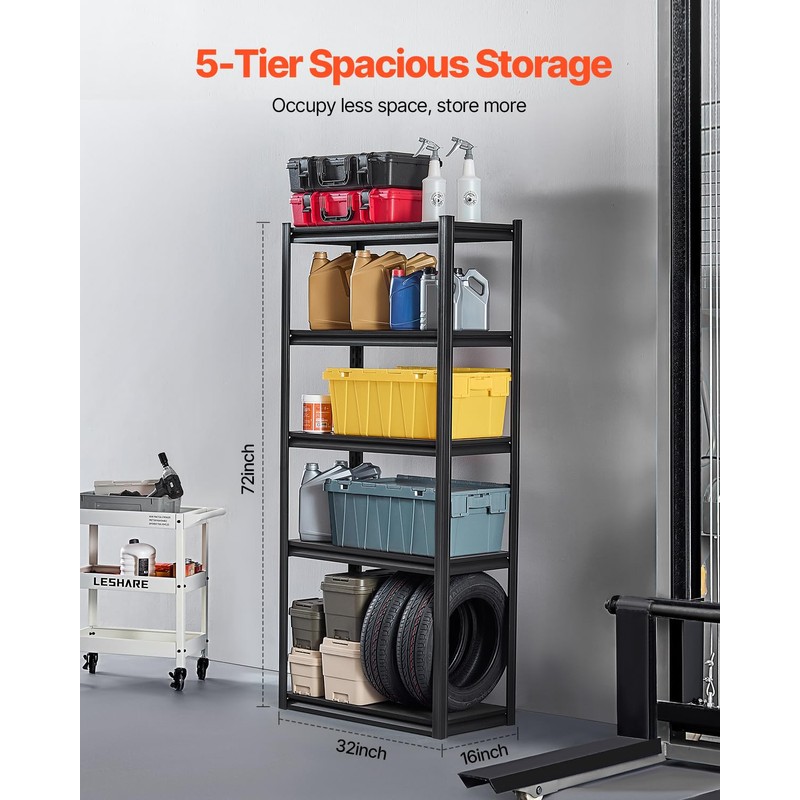 VEVOR Storage Shelves, 2000 lbs, 5 Tier Garage Storage Shelving,