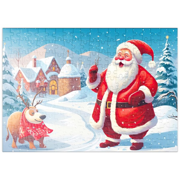 MyPuzzle Santa Claus and Reindeer in the Winter Village -