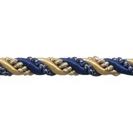 DÉCOPRO Gold Navy Blue 7/16" Decorative Rope Cord Admiralty [By The Yard]