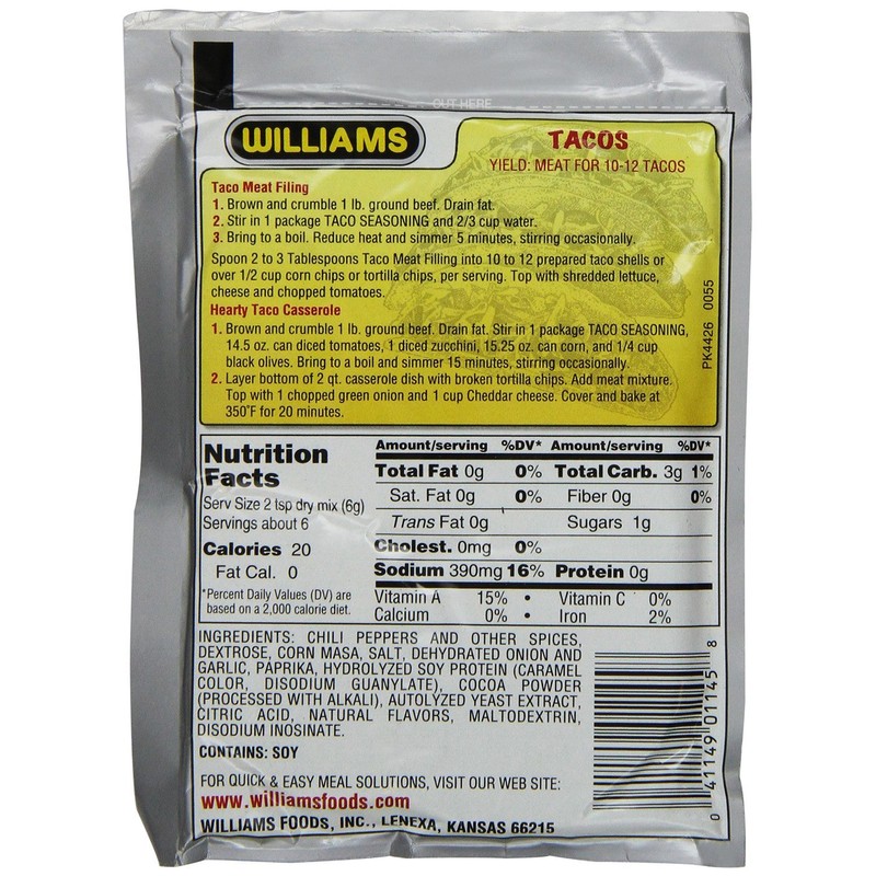 Williams Taco Seasoning Mix, 1.25 Ounce (Pack of 6)