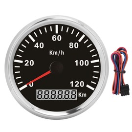 3‑3/8in Automotive Speedometer 0‑120KM / H with GPS Pulse Signal 9‑32VDC for Ship Yacht Motorcycle