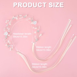 Flower Girl Headpiece Hair Accessories 1 Piece Bridal Pearl Flower Headpiece Headband Flower Pearl Headpiece Princess Crystal Pearl Hair Accessories for Birthday Party First Communion Wedding (Gold)